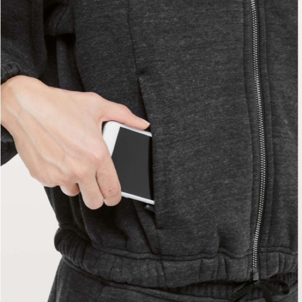 Lululemon Plush Times Jacket Heathered grey Core Black size 8 ⭐️⭐️⭐️⭐️ - Picture 5 of 16